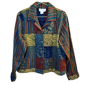 Vintage Daniel K. Embroidered Patchwork Look Tapestry Jacket Size Large